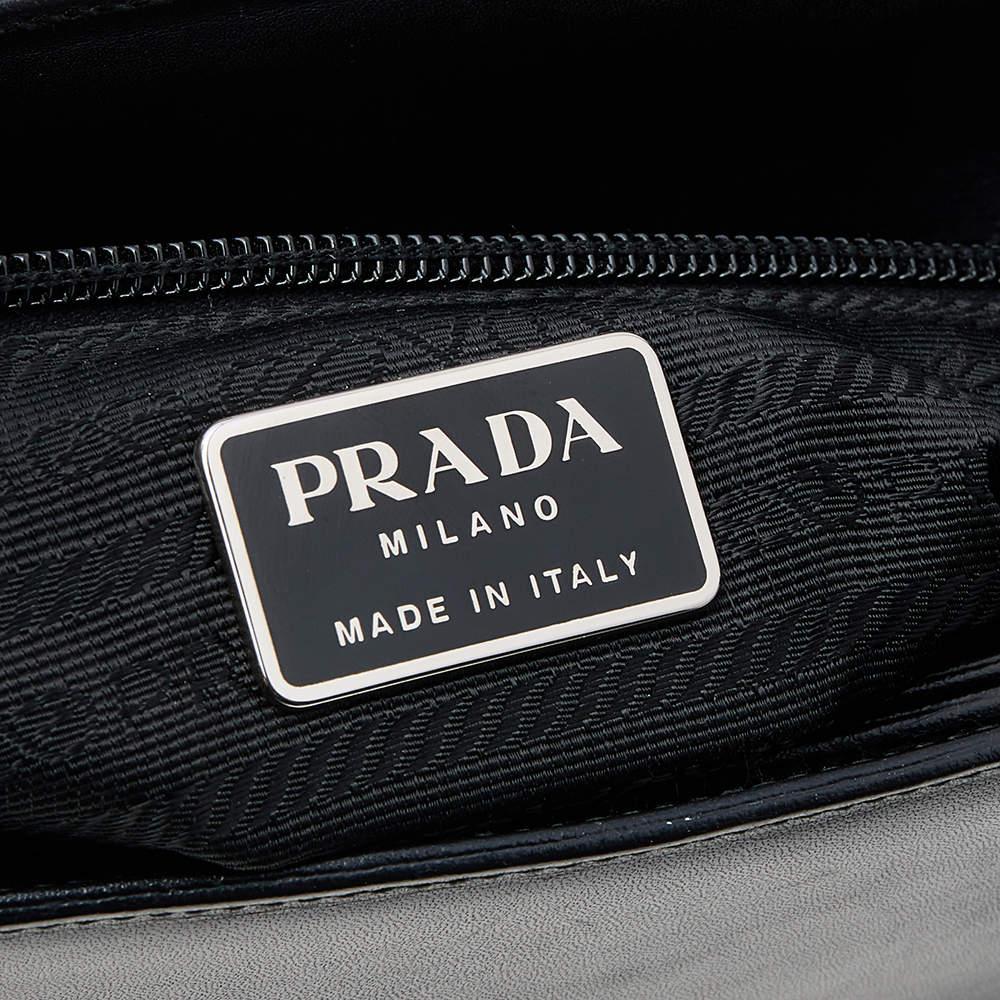 Prada Black Leather Acrylic Handle Tote For Sale 6