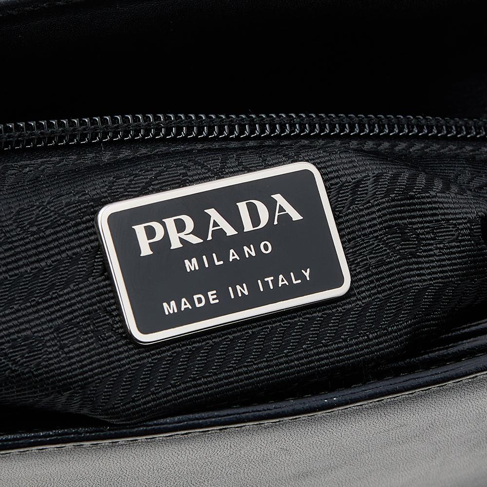 Prada Black Leather Acrylic Handle Tote For Sale 5