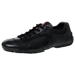 Prada Black Leather and Mesh Lace Up Sneakers Size 41