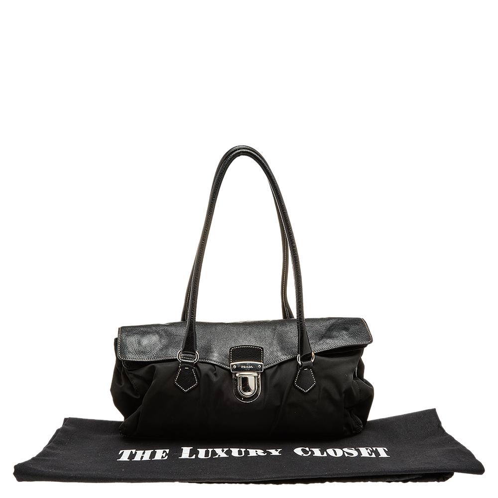 Prada Black Leather And Nylon Easy Shoulder Bag 5
