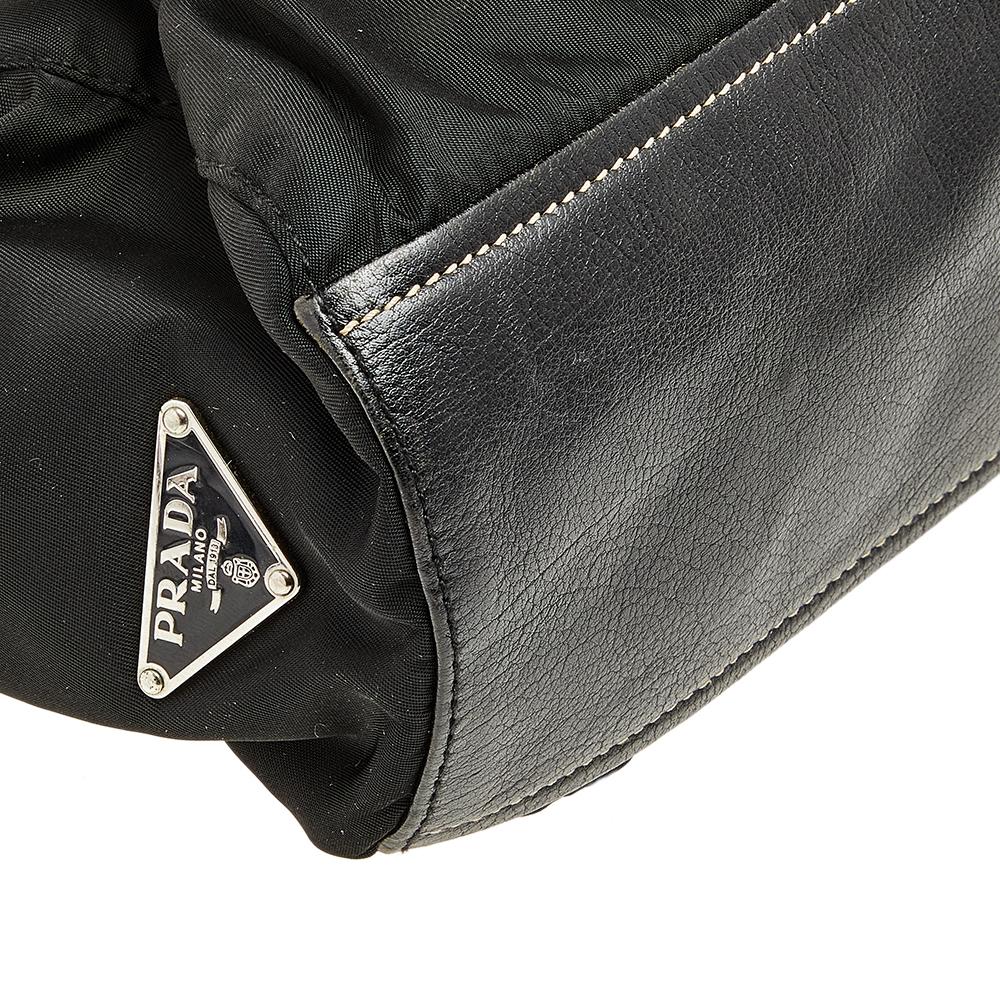 Women's Prada Black Leather And Nylon Easy Shoulder Bag