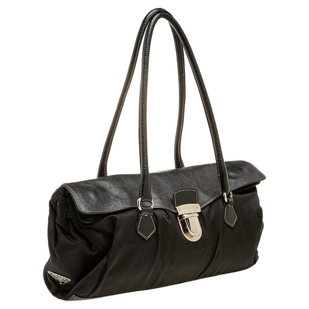 Prada Black Leather And Nylon Easy Shoulder Bag 3