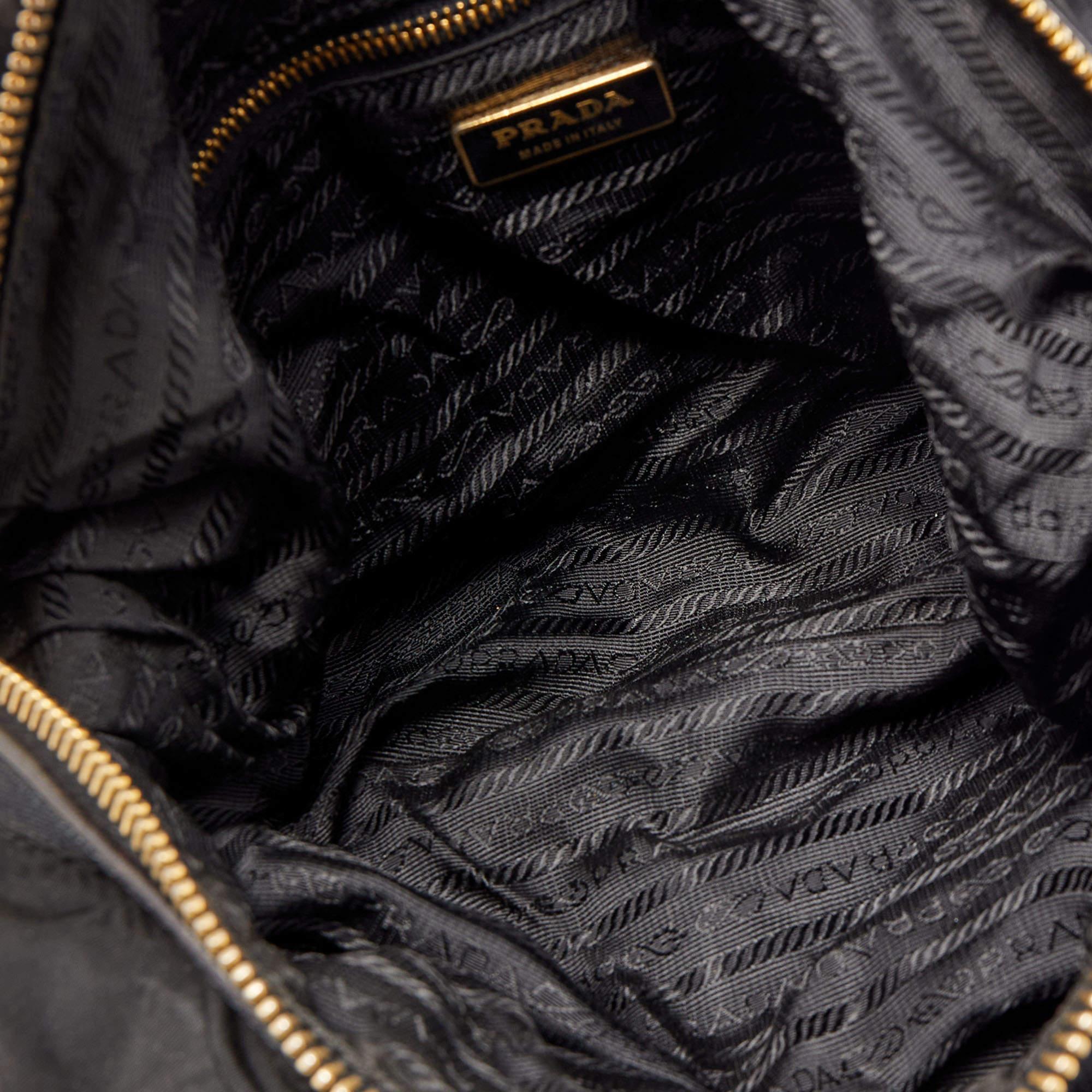 Prada Black Leather and Nylon Satchel 9