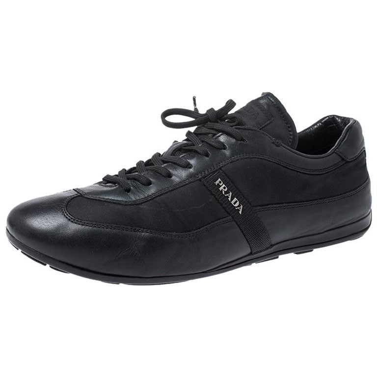 Prada Black Leather and Nylon Trainers Sneakers Size 42 at 1stDibs