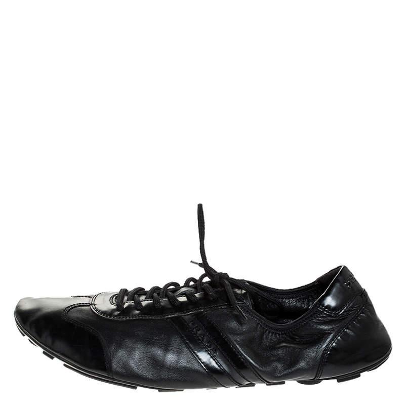 Built to last and to add sophistication to any outfit, these black leather and patent leather sneakers are all you need. They feature lace fronts, leather lining, insoles and rubber soles. They have been designed to deliver effortless style and