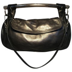 Prada Black Leather Bar Top Handle Convertible Handbag