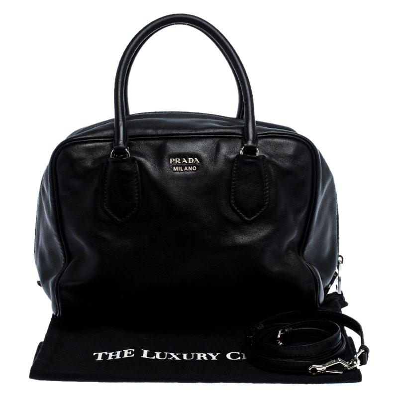 Prada Black Leather Bauletto Bag 7