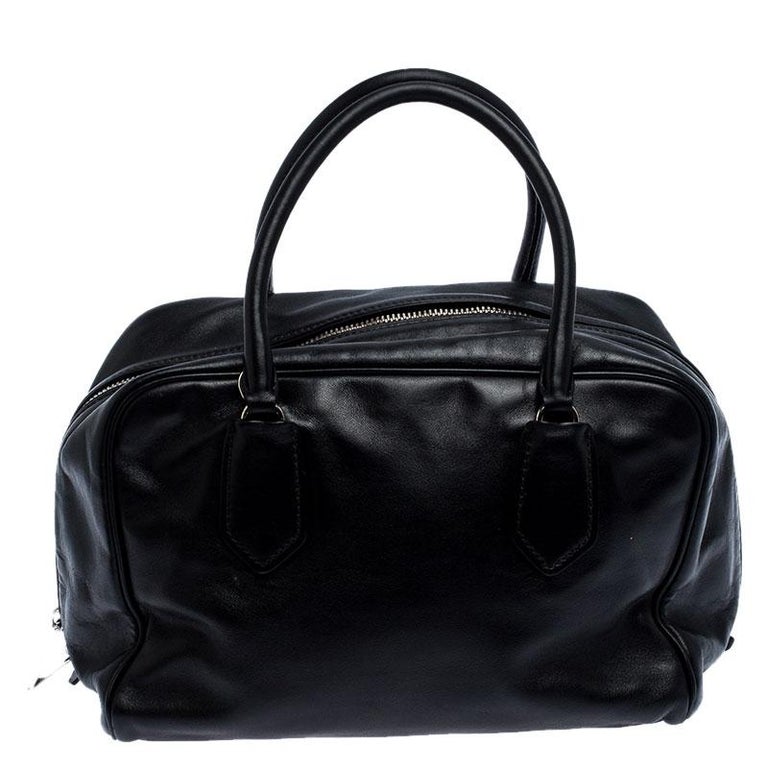 Prada Black Leather Bauletto Bag For Sale at 1stDibs
