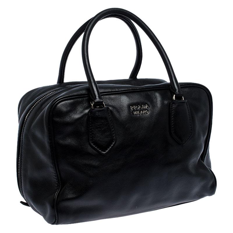 Women's Prada Black Leather Bauletto Bag