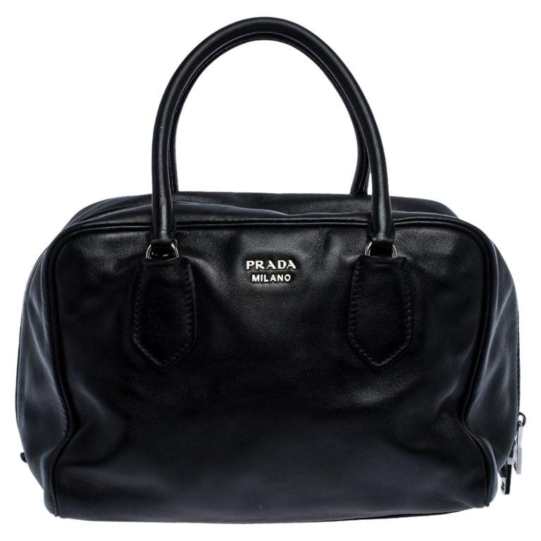 Prada Black Leather Bauletto Bag