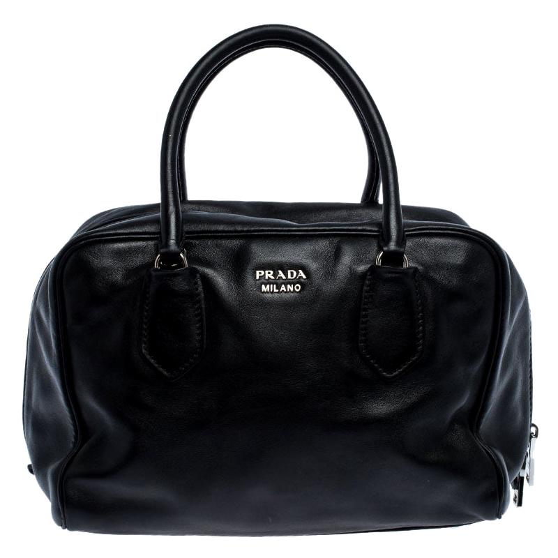 Prada Black Leather Bauletto Bag