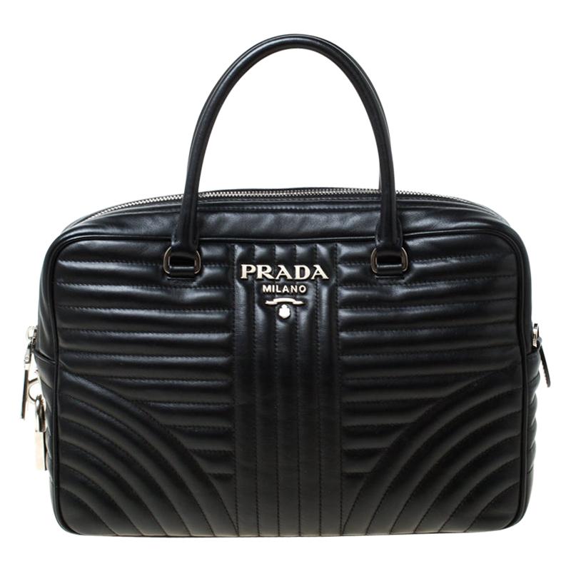 Prada Black Leather Bauletto Satchel