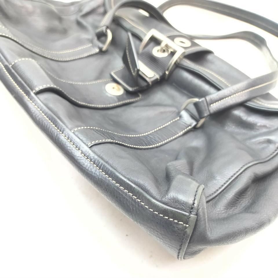 Prada Black Leather Belt Motif Shoulder Bag 862418 6