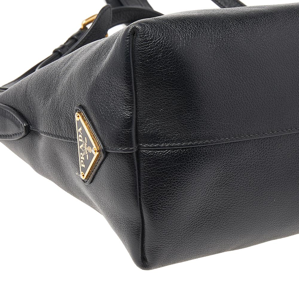 Prada Black Leather Borsa Mano Shoulder Bag 6