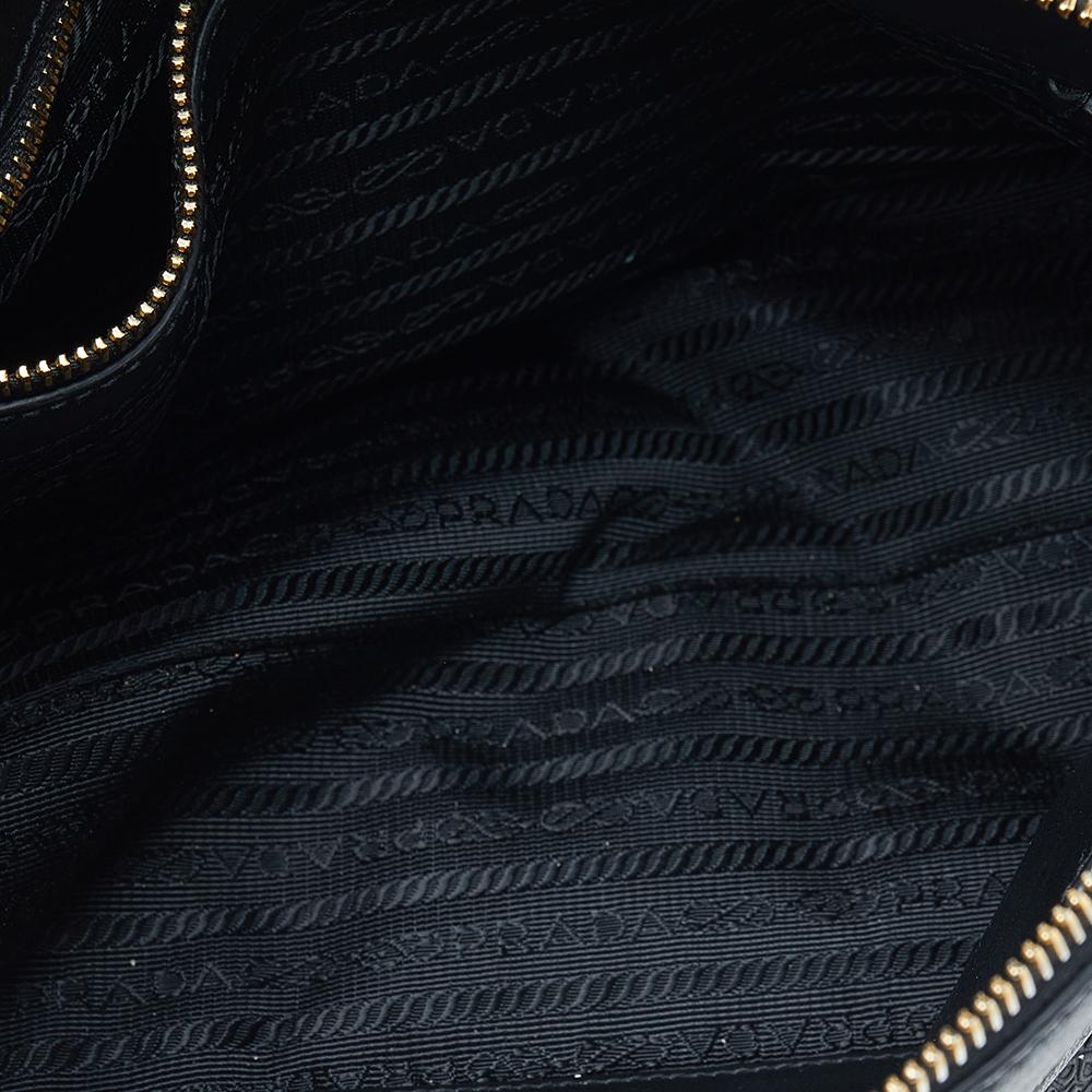 Women's Prada Black Leather Borsa Mano Shoulder Bag