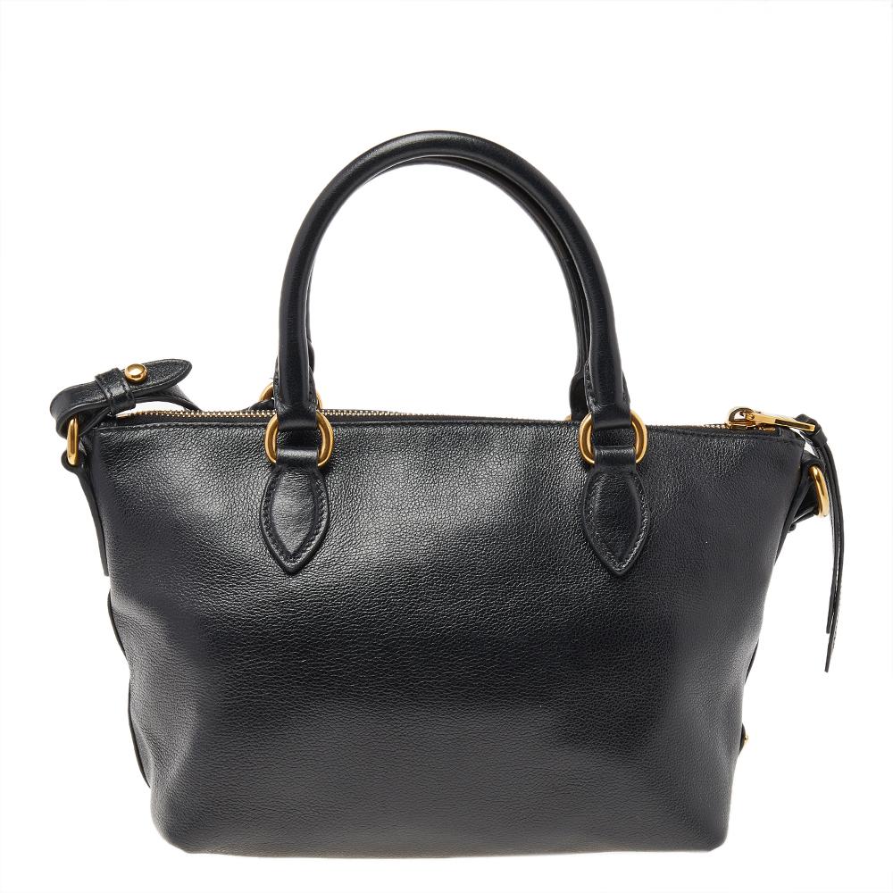 Prada Black Leather Borsa Mano Shoulder Bag 4
