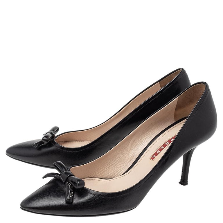 Prada Black Bow Pointed Pumps Size Sale at 1stDibs