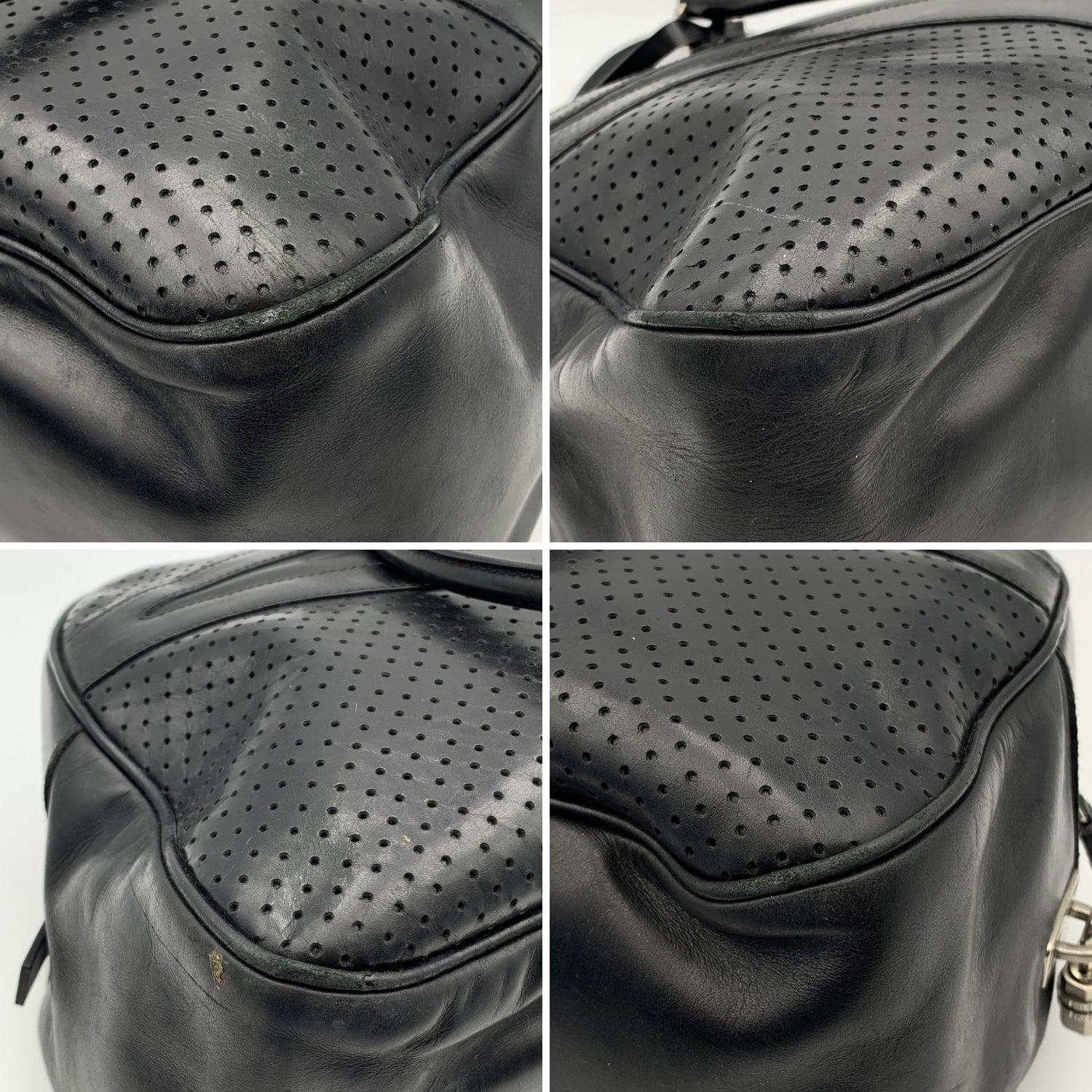 Prada Black Leather Bowling Bag Satchel Bowler Handbag 2