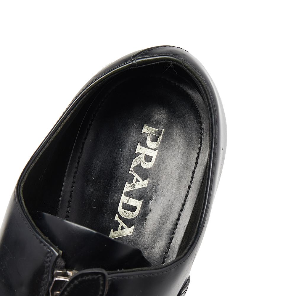 Prada Black Leather Brogue Zipper Platform Oxfords Size 41 1