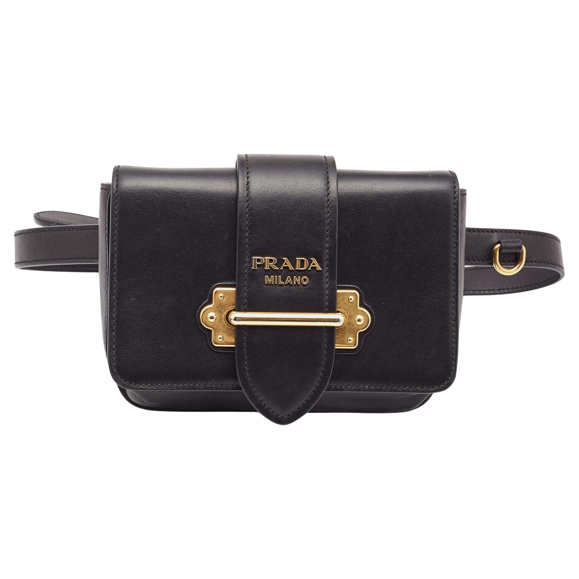 Prada Black Leather Cahier Belt Bag For Sale at 1stDibs