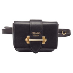 Used Prada Black Leather Cahier Belt Bag