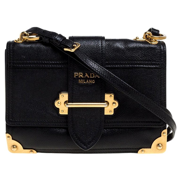 Prada Black Leather Cahier Flap Shoulder Bag at 1stDibs