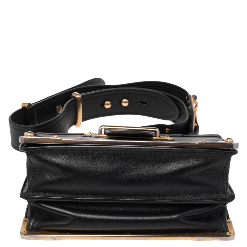 Prada Black Leather Cahier Shoulder Bag In Good Condition In Dubai, Al Qouz 2