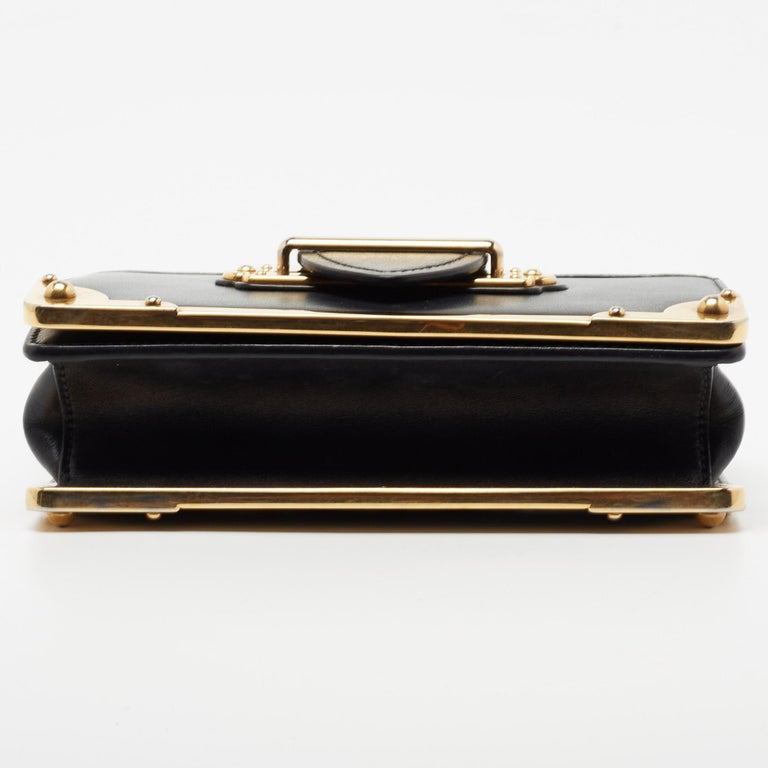 Prada Black Leather Cahier Shoulder Bag at 1stDibs