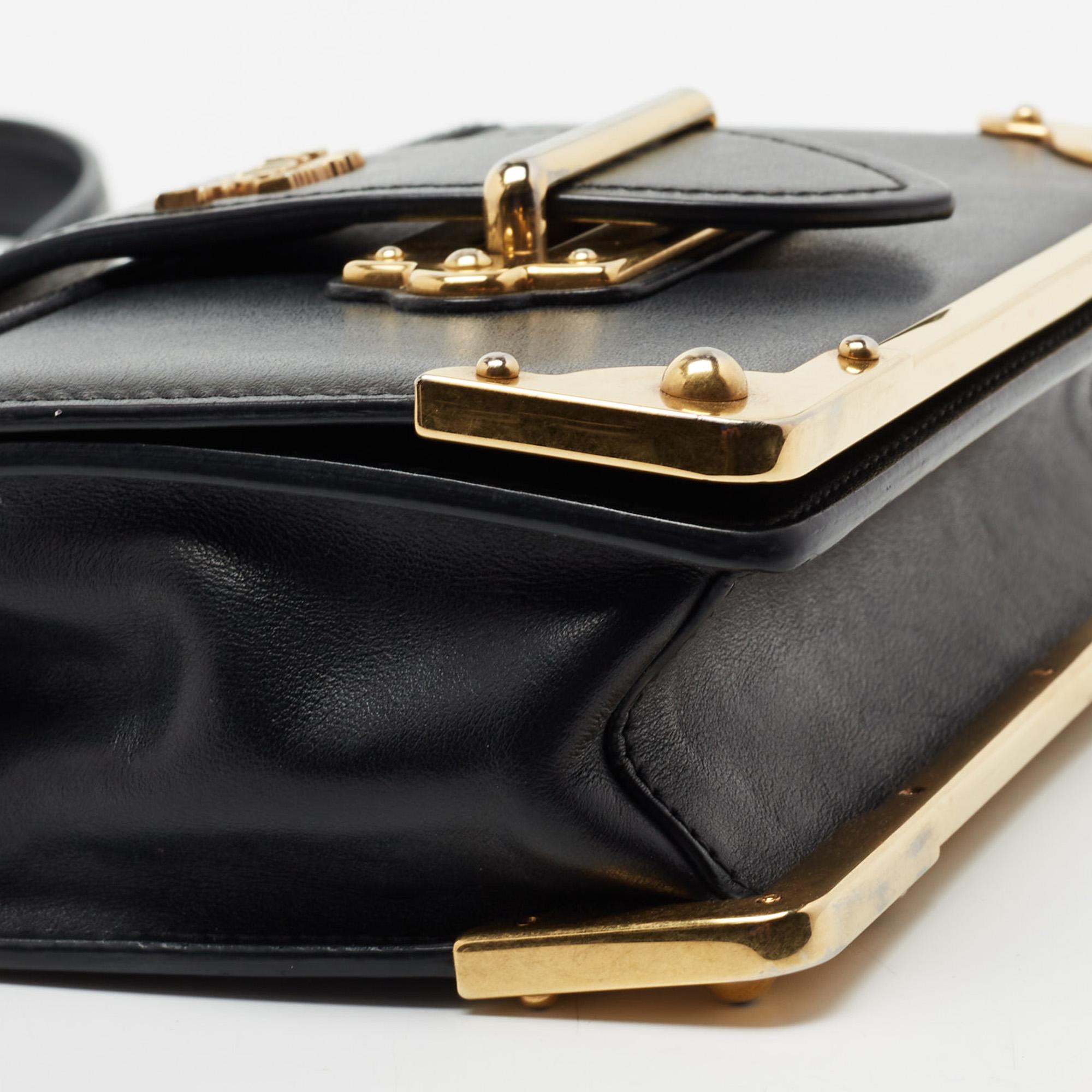 Women's or Men's Prada Black Leather Cahier Shoulder Bag