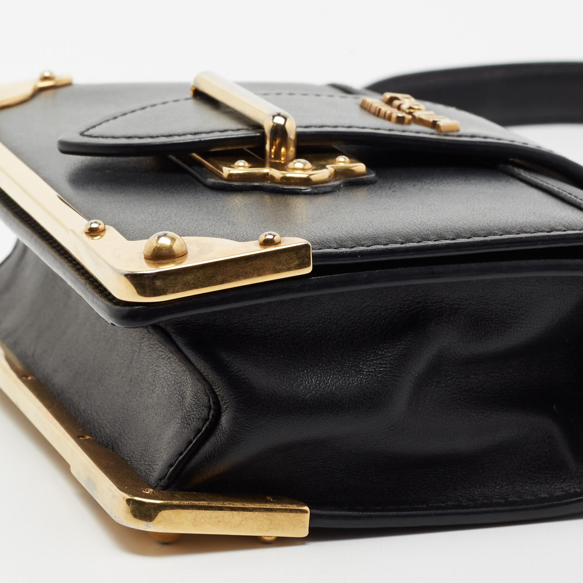 Prada Black Leather Cahier Shoulder Bag 1