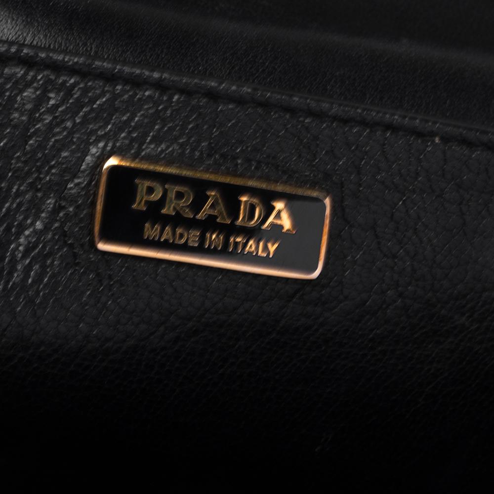 Prada Black Leather Cahier Shoulder Bag 2