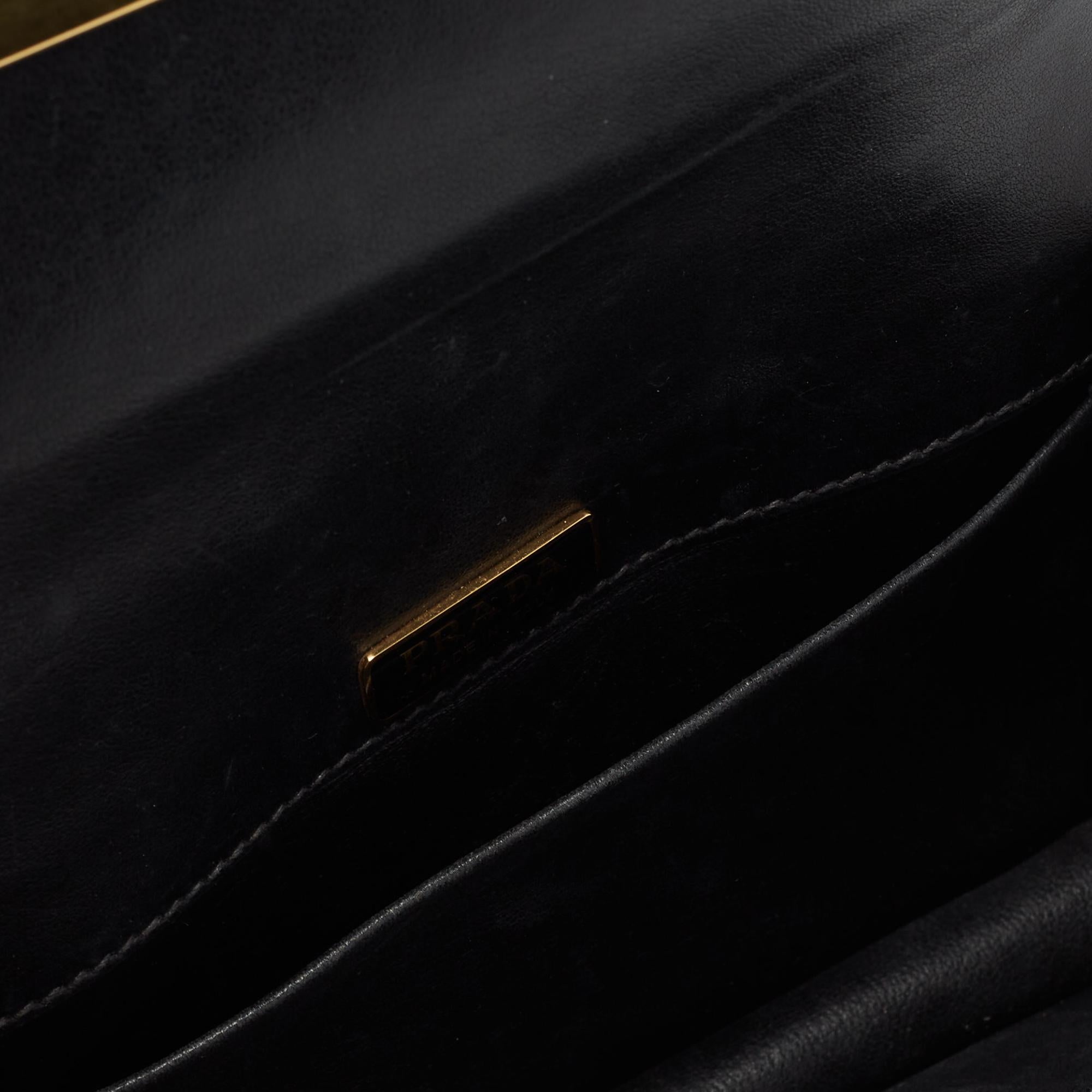Prada Black Leather Cahier Shoulder Bag 3
