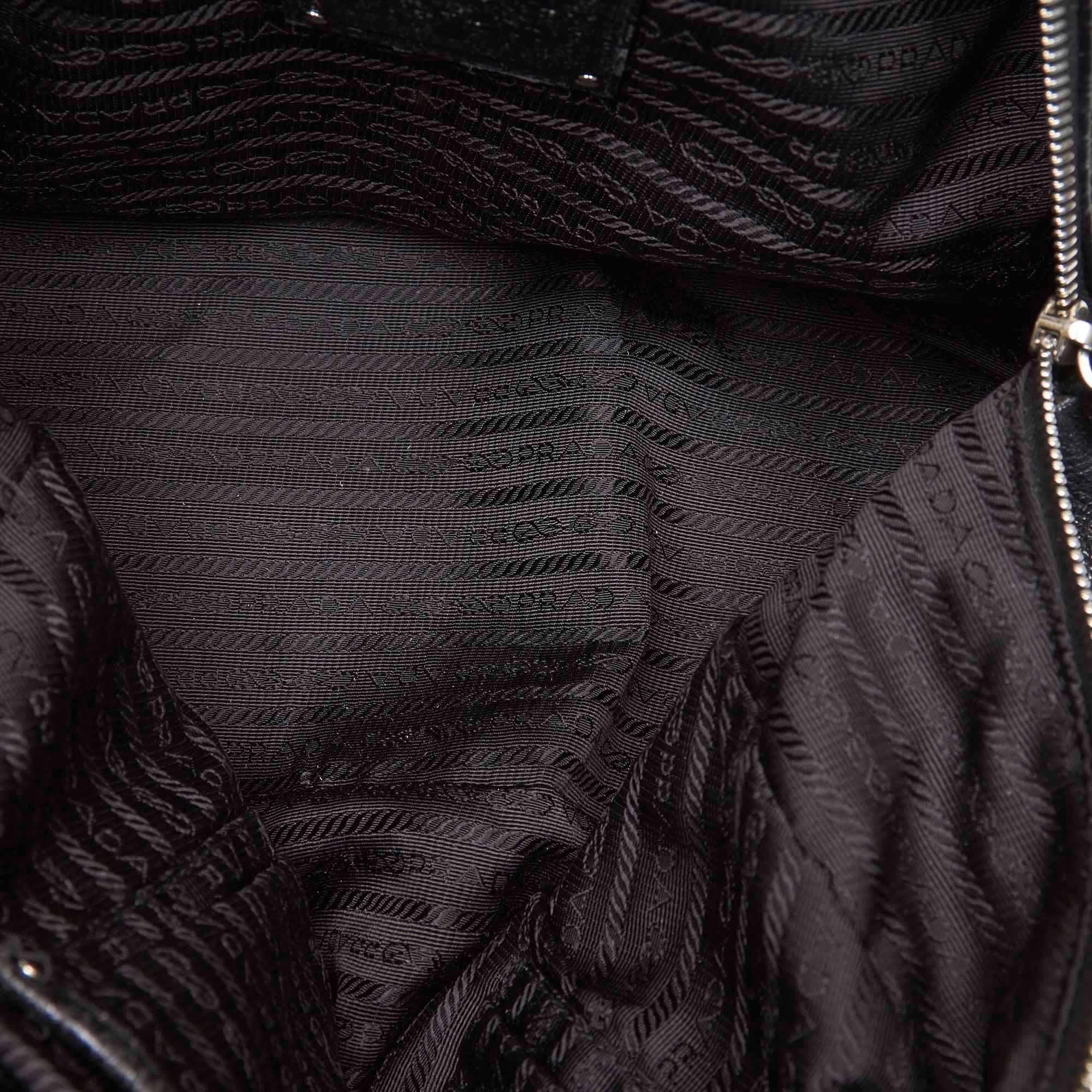 Prada Black  Leather Cervo Lux Satchel Italy For Sale 1