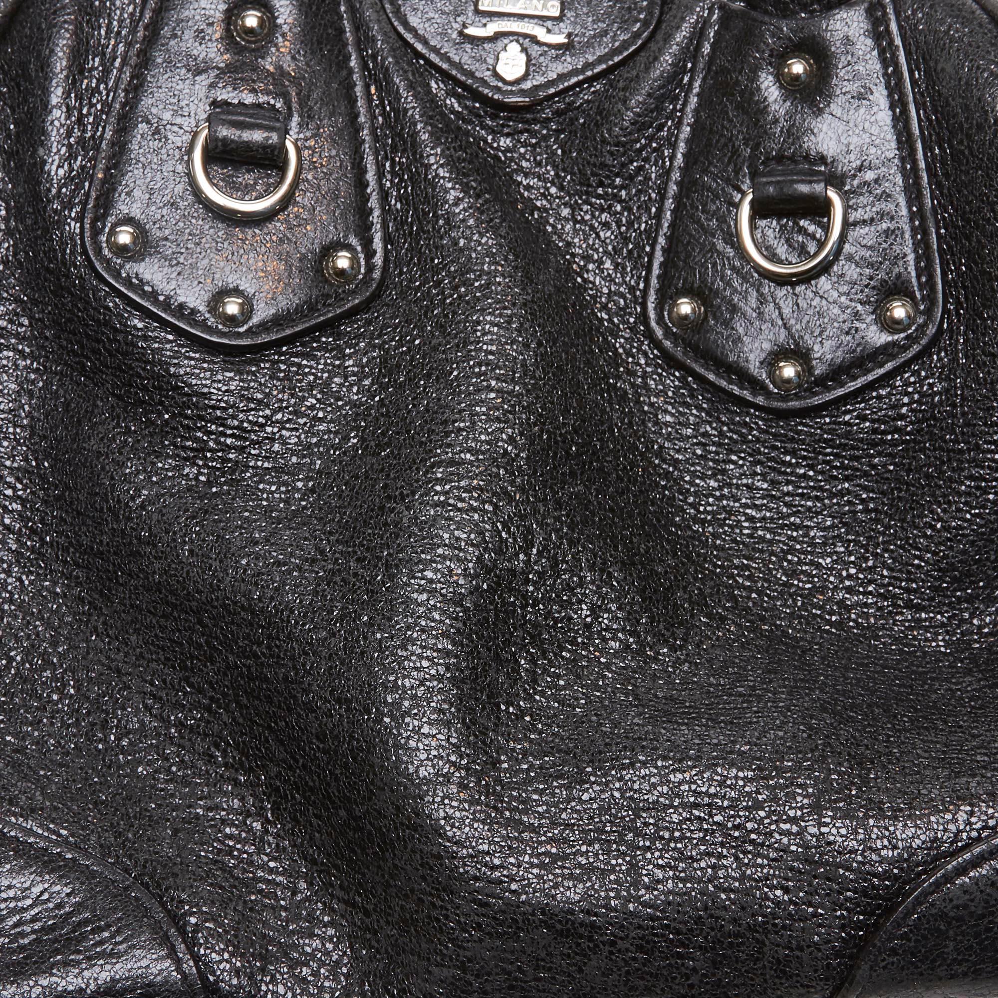 Prada Black  Leather Cervo Lux Satchel Italy For Sale 3