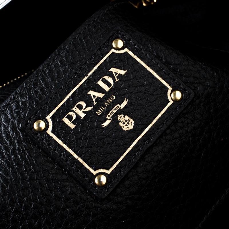 Prada Black Leather Cervo Pocket Tote 2