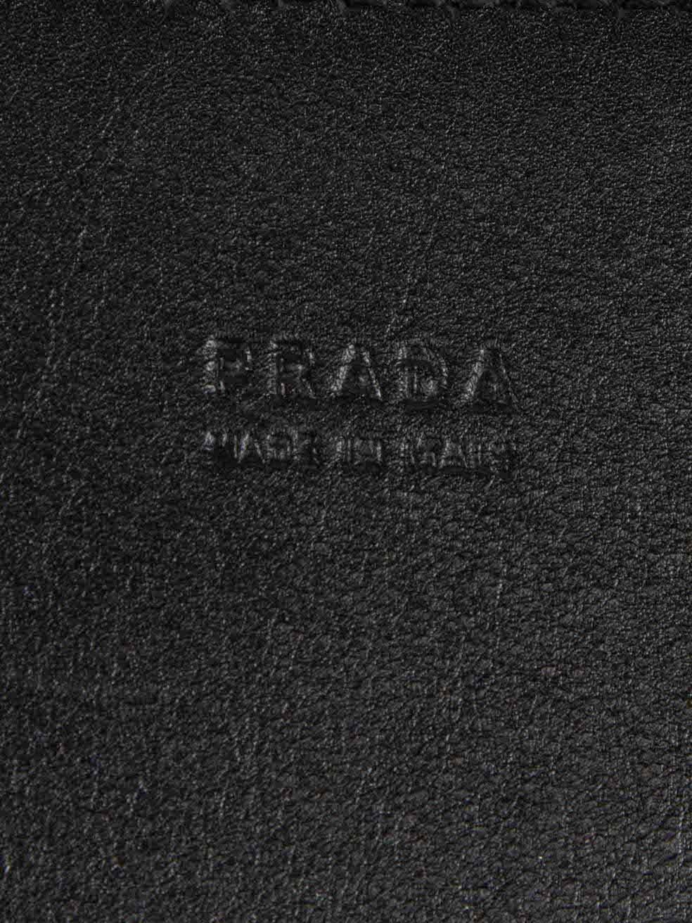 Prada Black Leather Chunky Round Buckle Belt 3