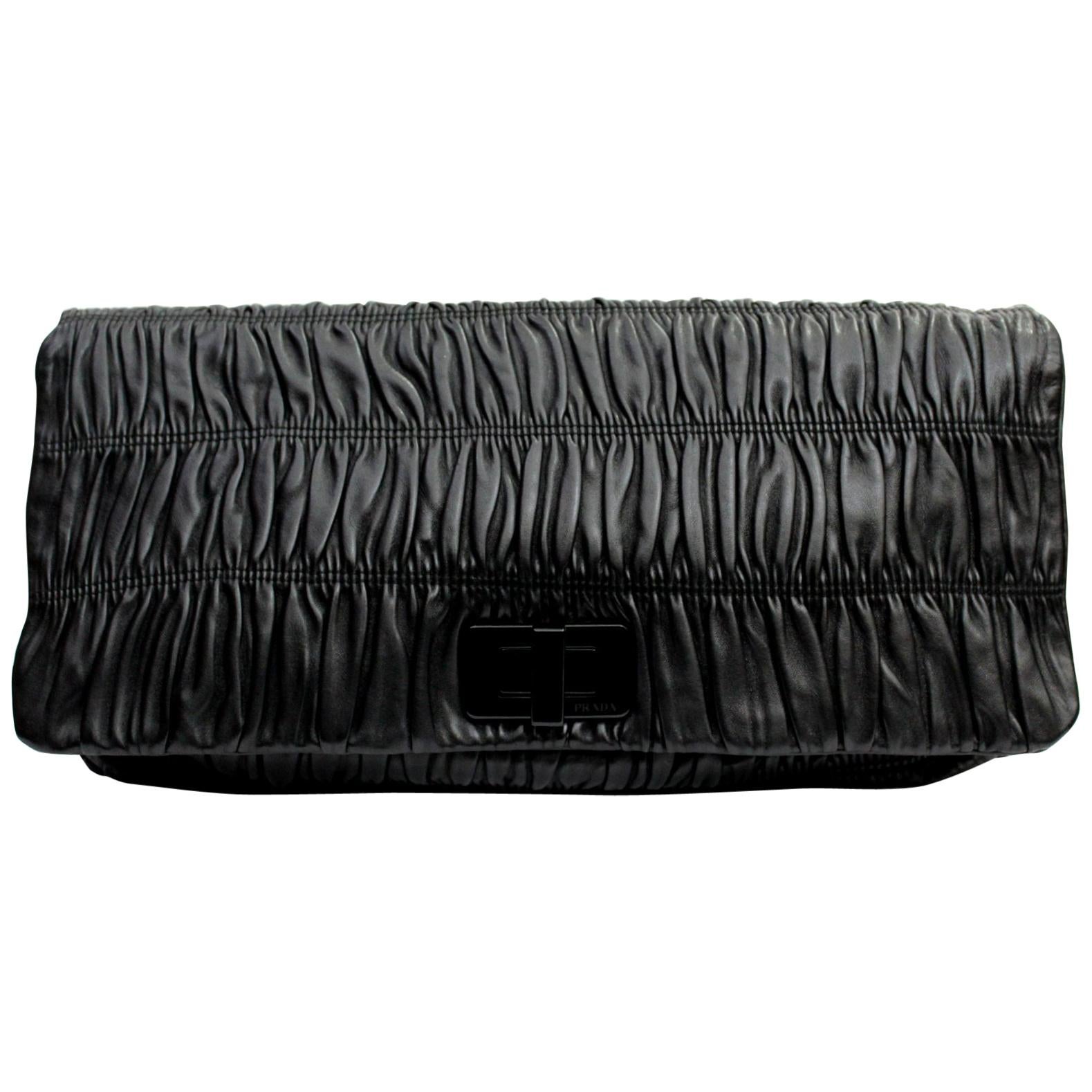 Prada Black Leather Clutch Bag