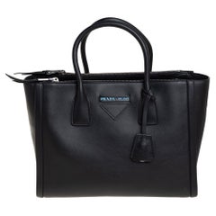 Prada Black Leather Concept Double Zip Tote