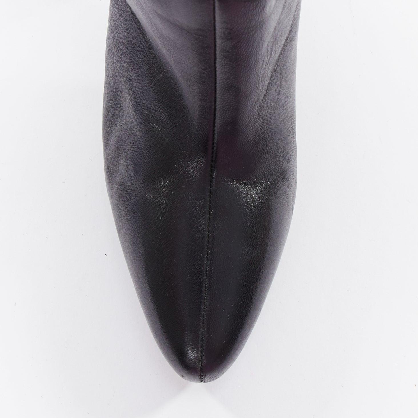 PRADA - Bottes hautes pour mollets en cuir noir à talon conique EU39 en vente 3