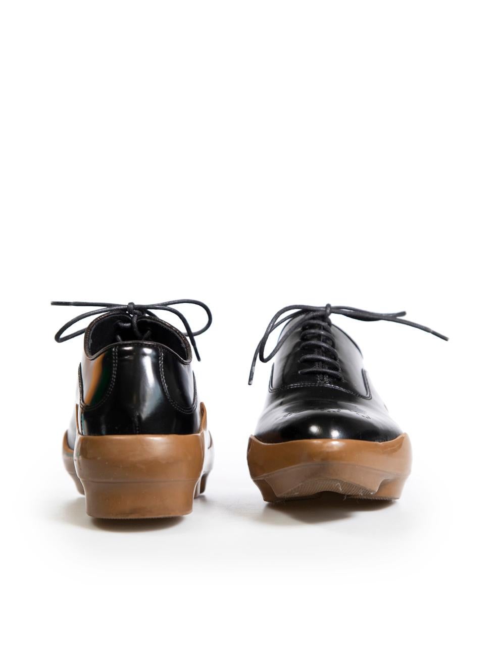 Prada Black Leather Contrast Sole Derby Oxfords Size IT 37.5 In Good Condition For Sale In London, GB