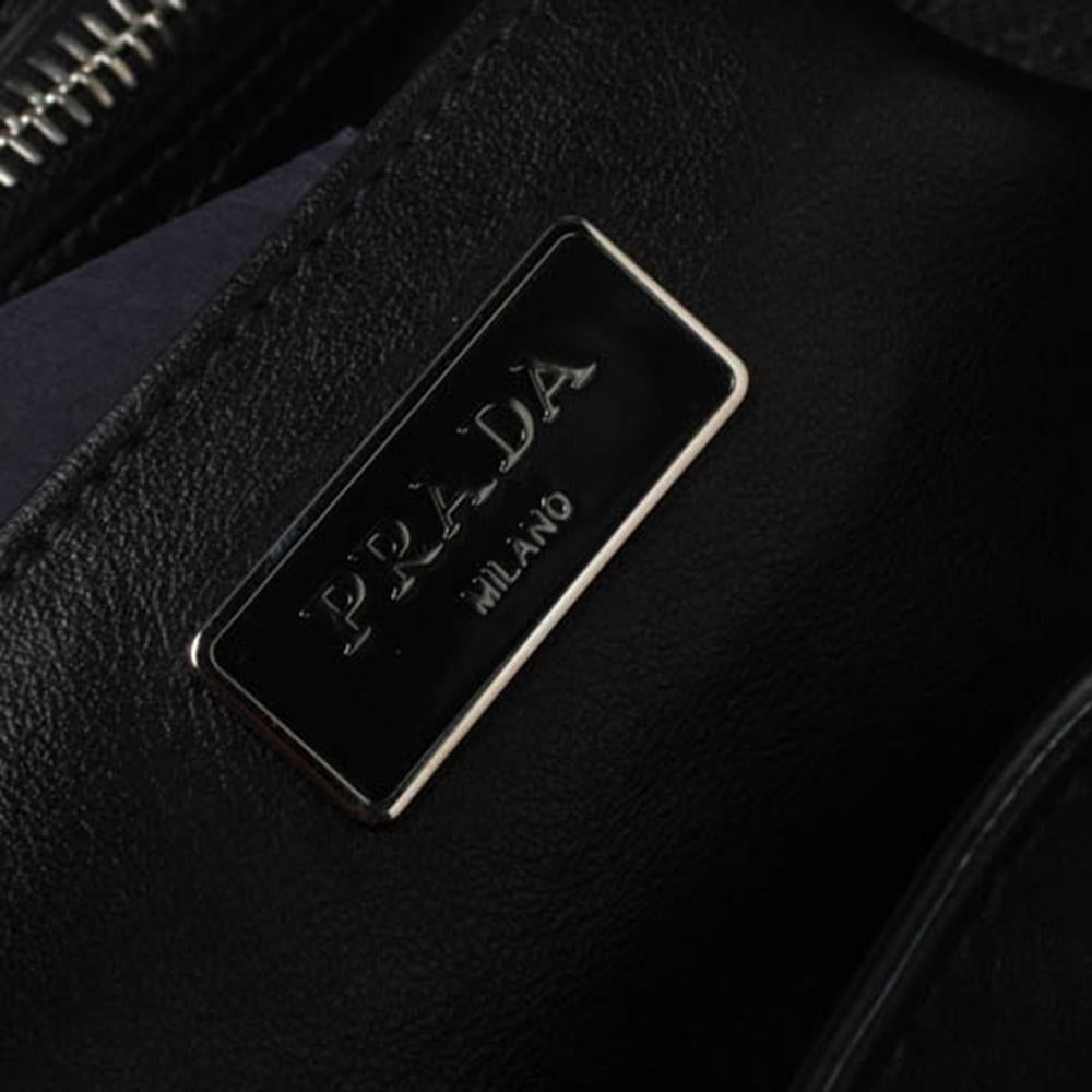 Prada Black Leather Double Pocket Shoulder Bag 5