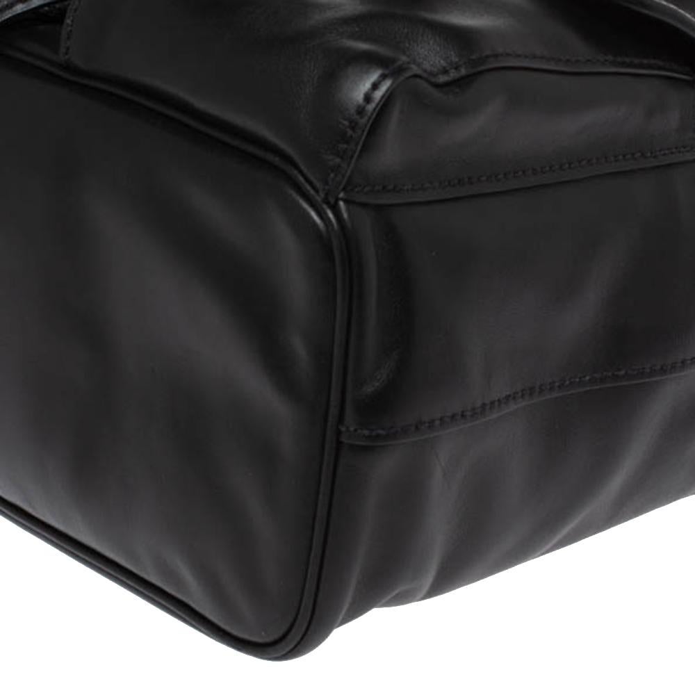 Prada Black Leather Double Pocket Shoulder Bag 2