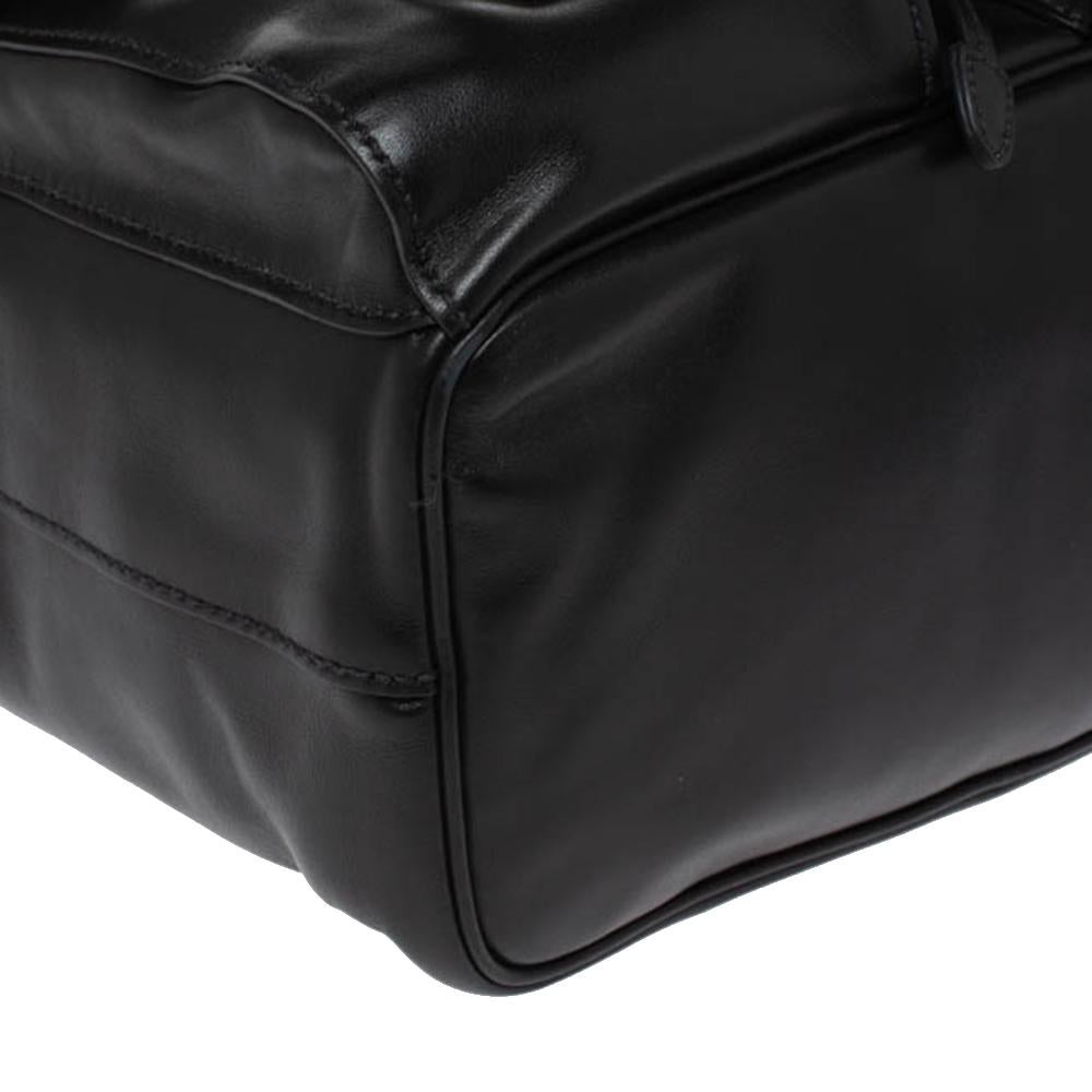 Prada Black Leather Double Pocket Shoulder Bag 3