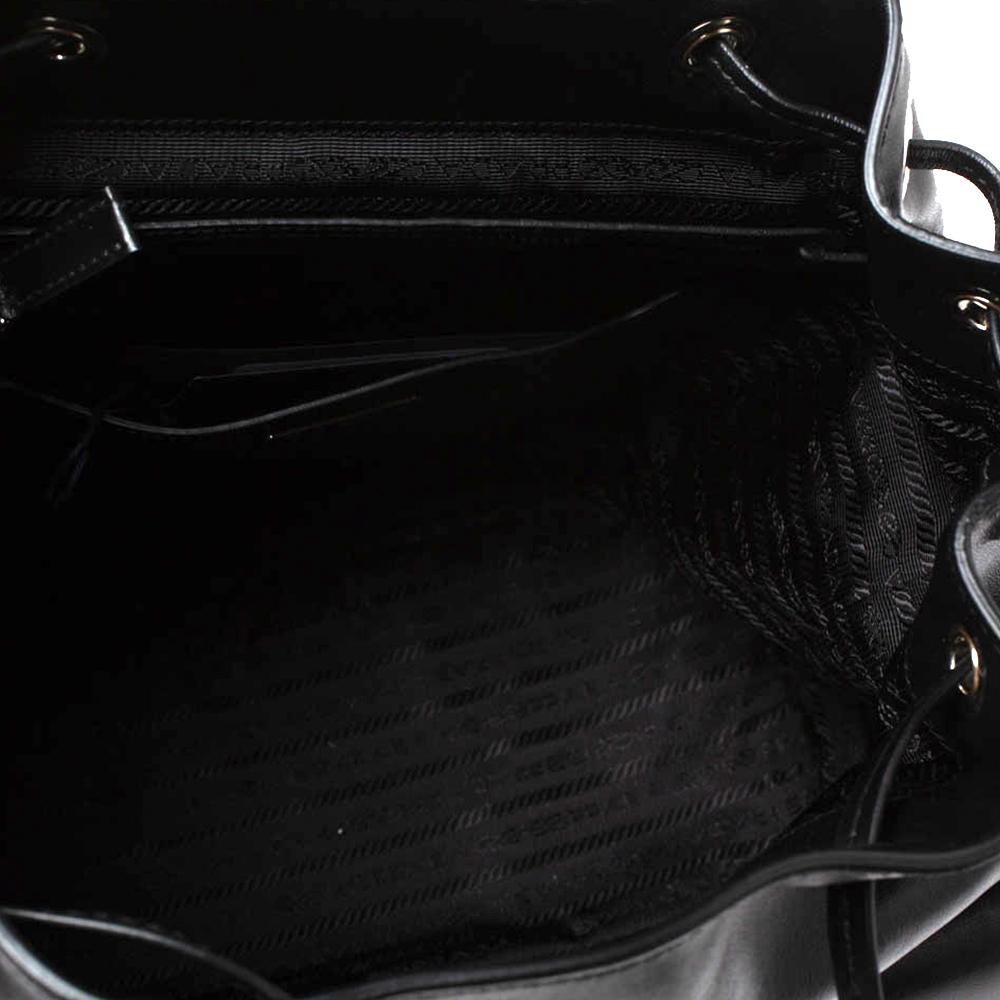 Prada Black Leather Double Pocket Shoulder Bag 4