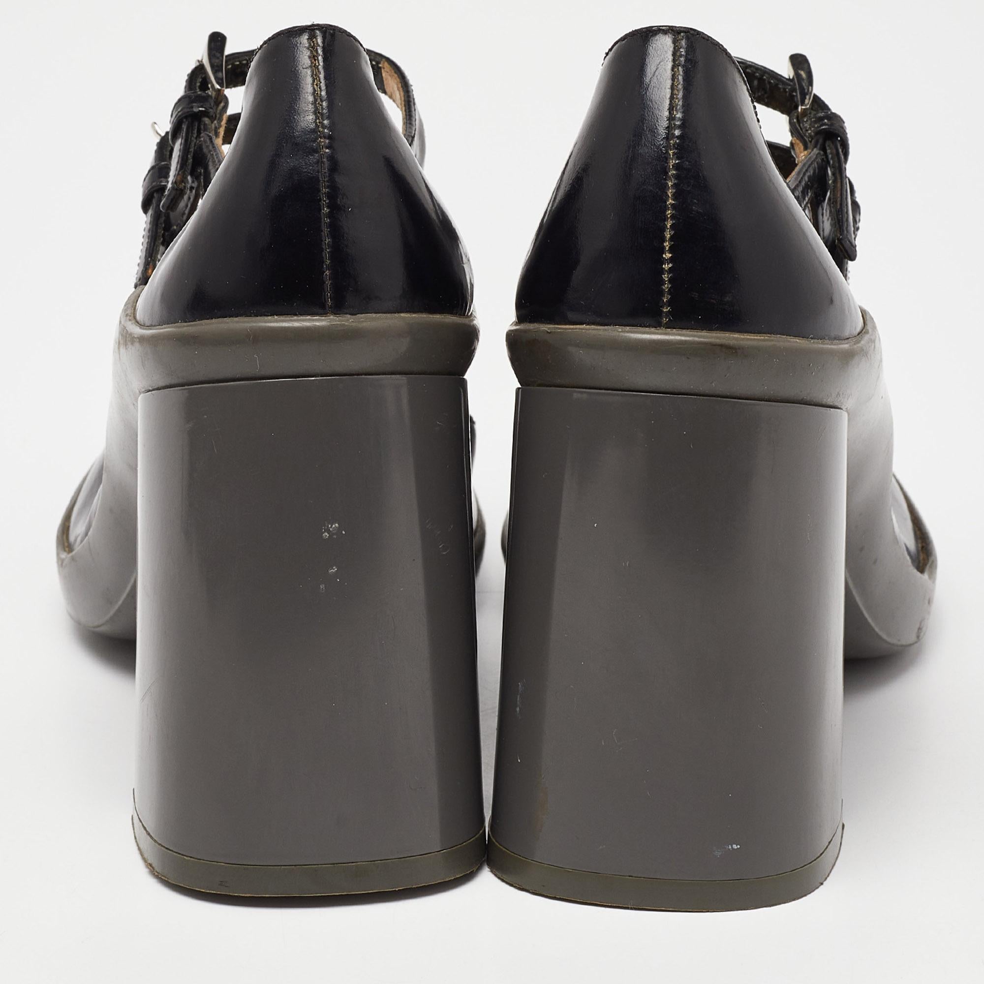 Prada Black Leather Double Strap Mary Jane Pumps Size 37 1