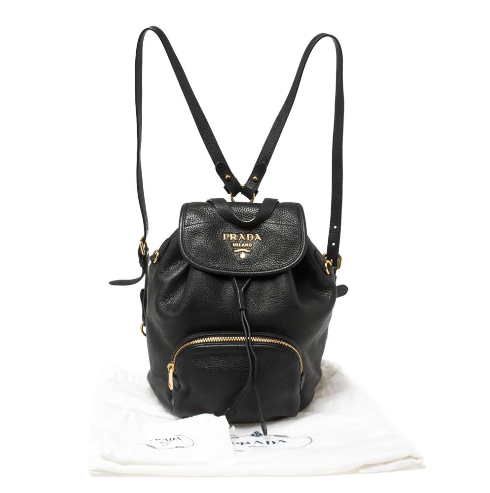 Prada Black Leather Drawstring Backpack 7