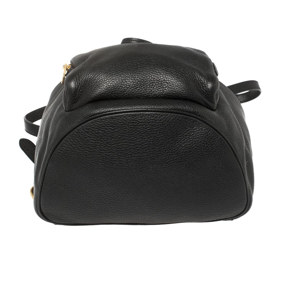Women's Prada Black Leather Drawstring Backpack