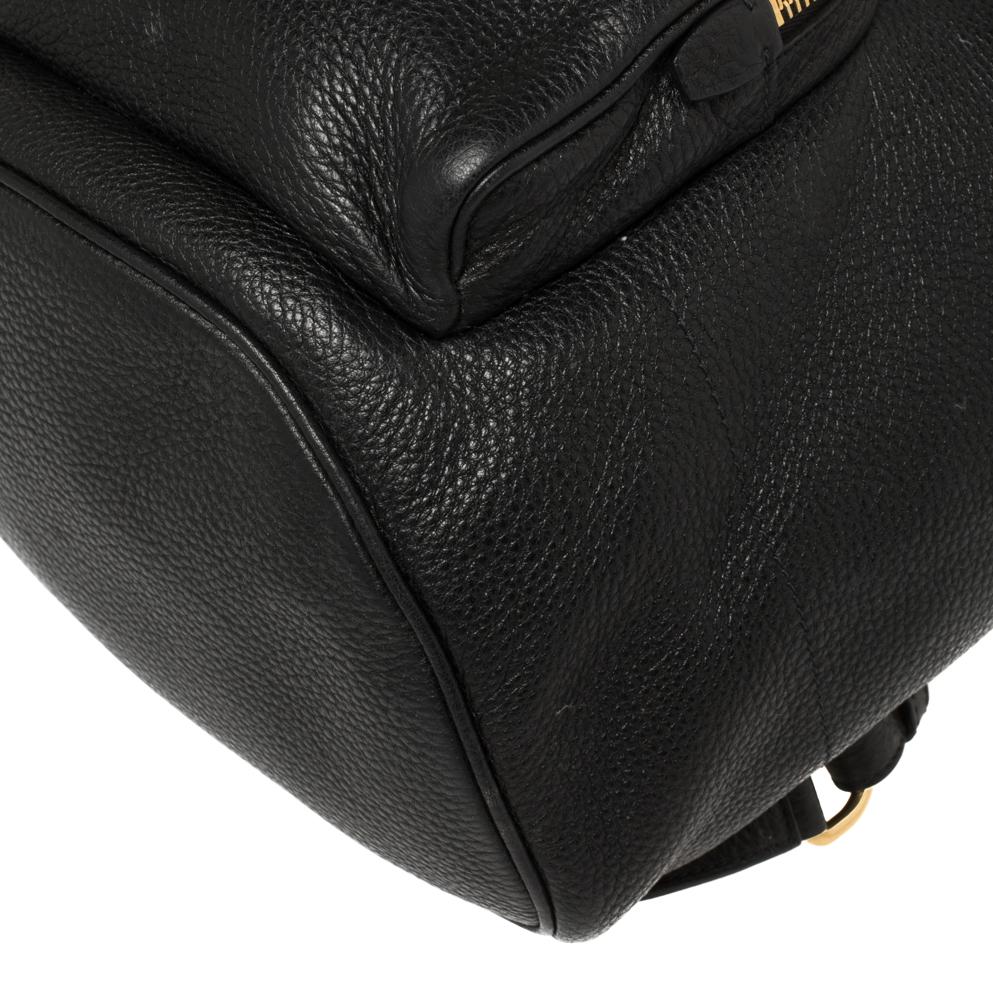 Prada Black Leather Drawstring Backpack 3