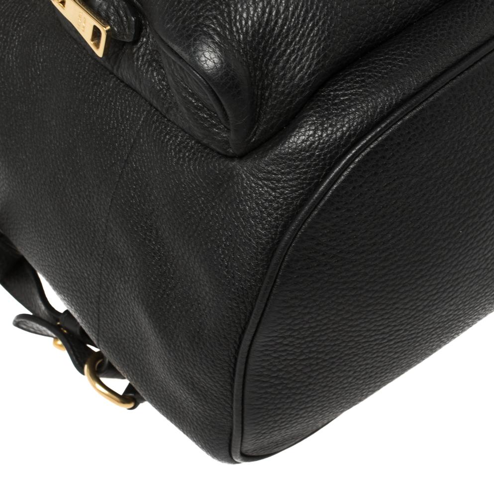 Prada Black Leather Drawstring Backpack 4