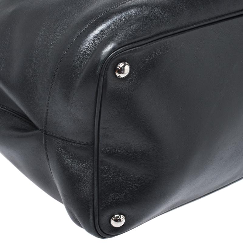 Prada Black Leather Drawstring Bucket Bag 6